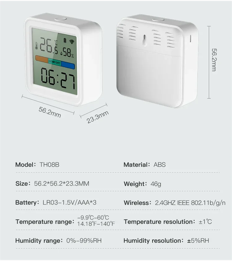 Tuya New WiFi Temperature Humidity Sensor Smart Life Backlight Hygrometer Thermometer Sensor Support Alexa Google Home Assistant