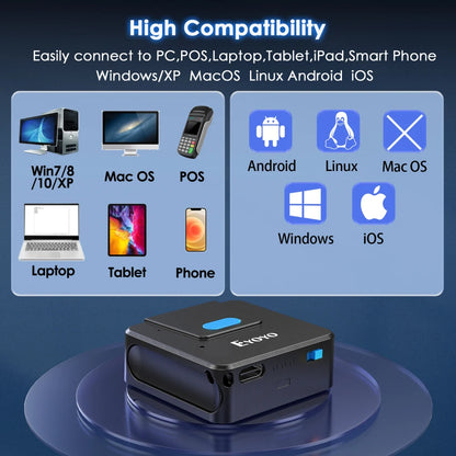 Eyoyo 2D Bluetooth Barcode Scanner Left&Right Hand Glove Wearable Scanner Patable 1D QR Finger Bar Code Reader Wireless Device