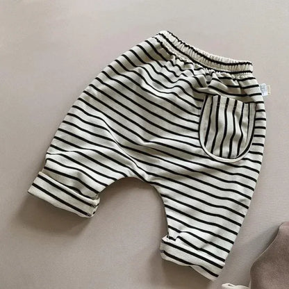 2025Spring Autumn New Baby PP Pants 1-5Y Boys Girls Cotton Striped Loose Harem Trousers Toddler Daily Infant Wear Kids Clothing
