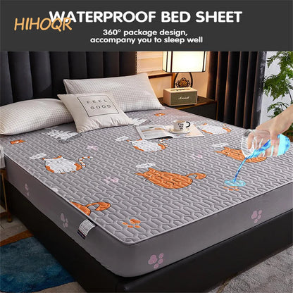 Waterproof Thicken Mattress Pad Protector Skin-Friendly Durable Fitted Sheet Bed Cover Latex Mat Cover 120x200 150x200 180x200
