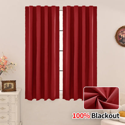 1pc Modern Solid Colour 100% Blackout Curtain, Velcro Curtains for Living Room, Bedroom, Kitchen, Home Decor, Window Curtains
