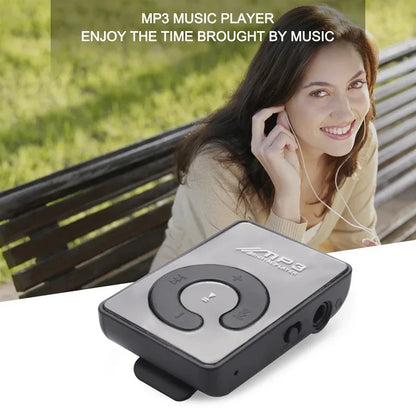 Portable Mini Mp3 Clip Card MP3 Music Player Mirror Card Clip High Quality Digital Music Media Playback Support SD TF Card