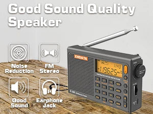 XHDATA R-108 Digital Portable Radio Stereo FM LW SW MW Full-Band Radio DSP Radio Receiver Multi-Function Rechargeable Radio