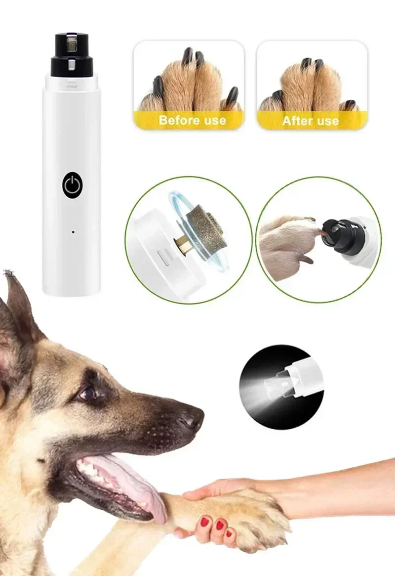 Electric Dog Nail Clippers for Dog Nail Grinders Rechargeable USB Charging LED Light Pet Cat Paws Nail Grooming Supplies