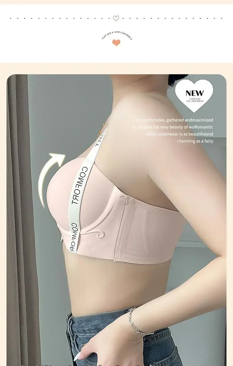 Push Up Bra for Small Breasts Seamless Lift Adjustable Bralette  Anti Sag Ringless Design Back Beauty Enhancer 24H Comfort