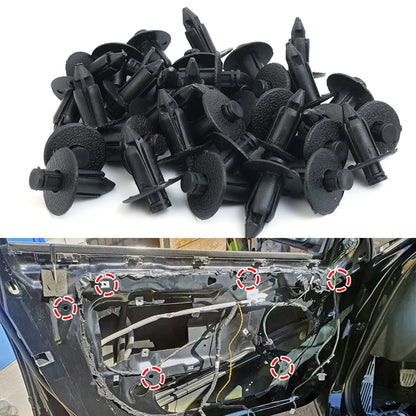 Car 8mm/6mm Hole Plastic Rivets Fastener Push Clip Black Auto Vehicle Door Trim Panel Retainer Fastener Clip Car Accessories