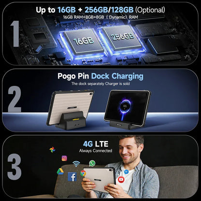 [Built-in eSIM] Ulefone RugKing Pad 2 Pro Rugged Tablet 10200mAh 10.1"Up to 16GB RAM,256GB ROM Android 16 48MP 10.1"  4G Global