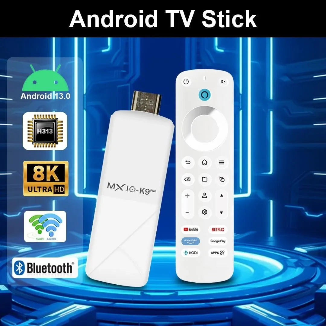 Smart TV Stick MX10 K9PRO Android 13 Dual-Band WiFi2.4G+5G BT5.0 Support Voice Control 2GB+16GB Chromecast TV Stick