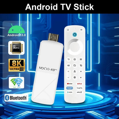 Smart TV Stick MX10 K9PRO Android 13 Dual-Band WiFi2.4G+5G BT5.0 Support Voice Control 2GB+16GB Chromecast TV Stick