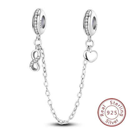 925 Silver Valentine's Day Charms Bead Sparkling Sweet Heart Rose Bear Charm Fit Original Bracelet Bangle Woman DIY Jewelry Gift