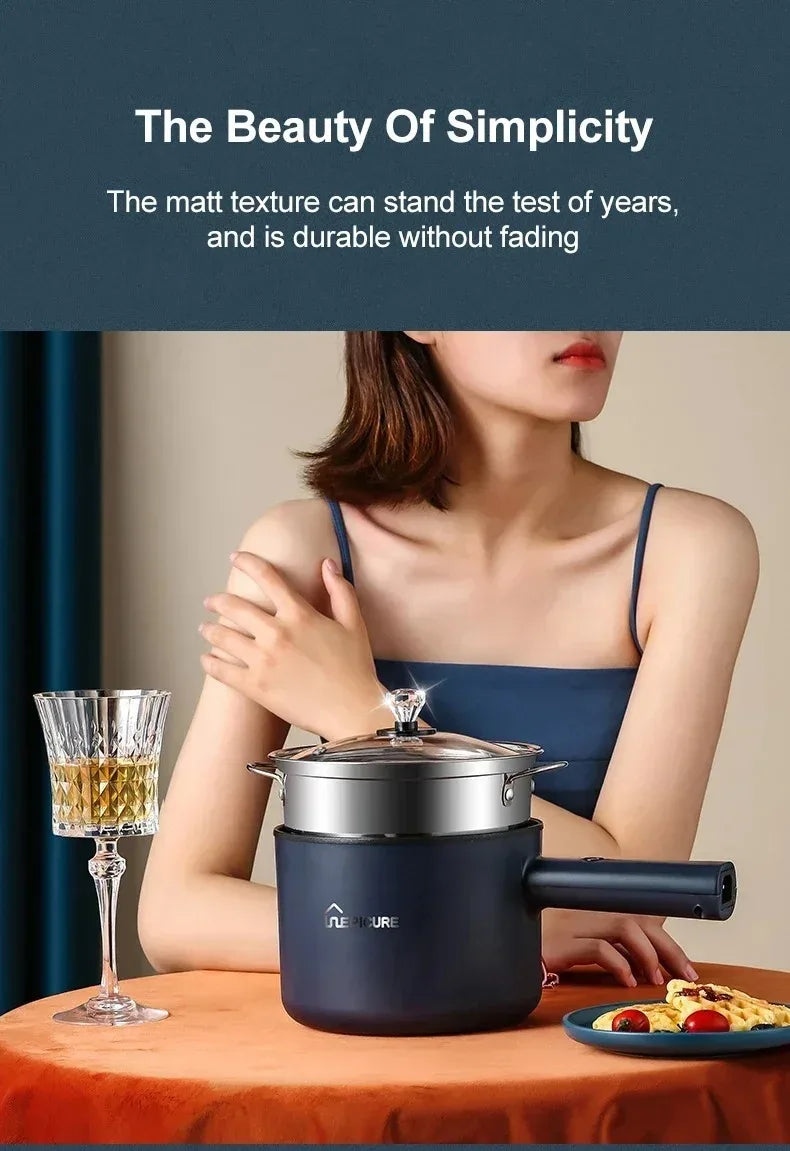 Non-stick Multifunctional Electric Skillet For Dormitory and Home Use Single/Double Layer Hot Pot Electric Rice Cooker 220V