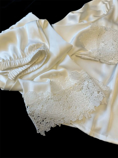 Pyjama Woman Silk Satin Sleepwear For Sleeping Clothes New Fashion Lace Home Clothing Women's Pajamas Suit Femme Nightwear