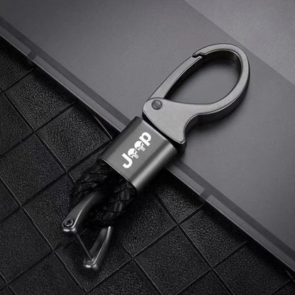 Metal Car Keychain Leather Rope Key Rings Keyring For Jeep Renegade Compass Wrangler Patriot Grand Cherokee Rubicon Accessories