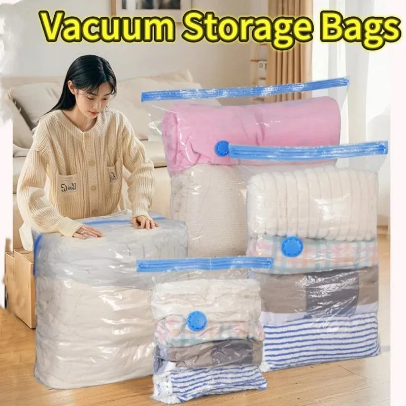 3/5pcs Travel Compression Bags, Travel Essentials Vacuum Storage Bags Space Saving Bags for Suitcases Organizer For Clothes