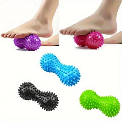 Peanut-shaped yoga massage ball for deep tissue massage. It relaxes muscles in the shoulders, neck and back and relieves neck tension. It is an essential fitness accessory for yoga.