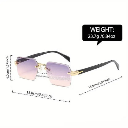 Rimless Rectangle Sunglasses for Women and Men – Fashion Small Square Frameless Shades, Summer Travel UV400 Protection Eyewear, Classic Unisex Oculos