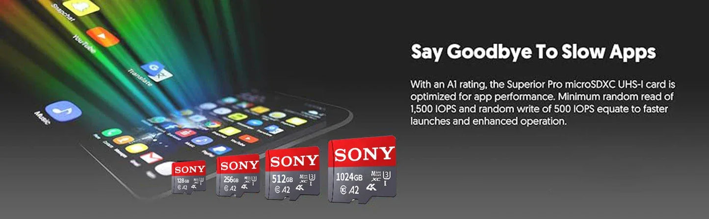 SONY SD Memory Card Extreme Micro TF SD Card 128GB 256GB 1TB 512GB A2 U3 V60 Flash Cards For Xiaomi Phone PC Camera