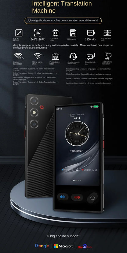 Portable S35 Translator Device Big Screen 148 Languages Voice Tradutor Intelligent Real-time Translating Offline Translation
