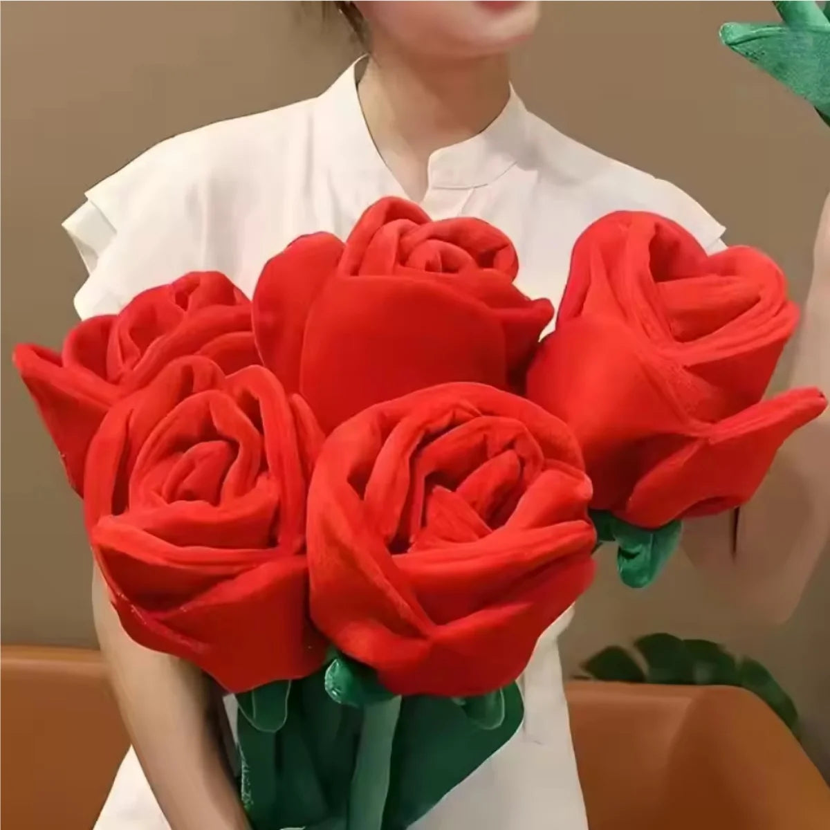 85cm Large Red Plush Artificial Rose Bouquet Stuffed Bendable Bouquet Soft Floral Home Decoration Valentine's Day Mother's Day g