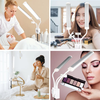 HDSNH LED Video Light 40W Double Arms Beauty Light with Phone Holders Adjustable Tripod Dimmable 3200-5600K for Makeup Manicure