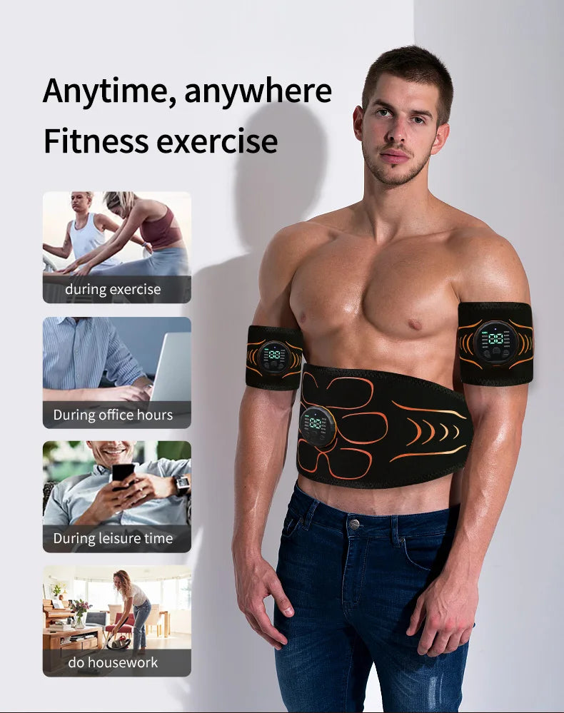Abdominal Toning Belt EMS Muscle Stimulator Abs Trainer Muscle Toner USB Charge Body Shaping Lose Weight Fat Burn Fitness Unisex