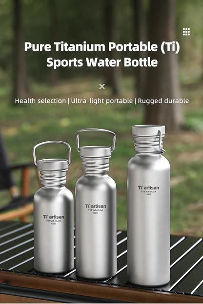 Tiartisan PureTitanium Sports Bottle Outdoor Ultralight Portable Cycling Water Bottle Reusable Drinking Bottle