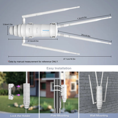 Wavlink 4G LTE AC1200 Outdoor Wi-Fi Router With SIM Card Slot 2.4G 5G Antennas 1000Mbps WAN Port Range Extender High Power