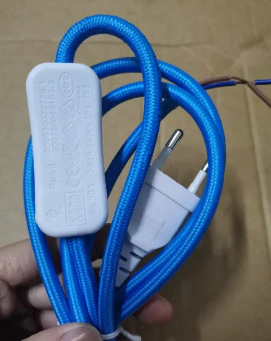 2m AC 220-250V EU Power Cord with Switch Fabric Covered Electrical Power Cable For DIY Table Lamp Cord