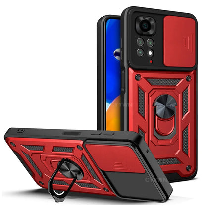 Slide Camera Lens Protector Armor Case For Redmi Note 13 12 11 10 Pro Plus 10s 11s 12s 13C 12C Military Grade Bumpers Ring Cover