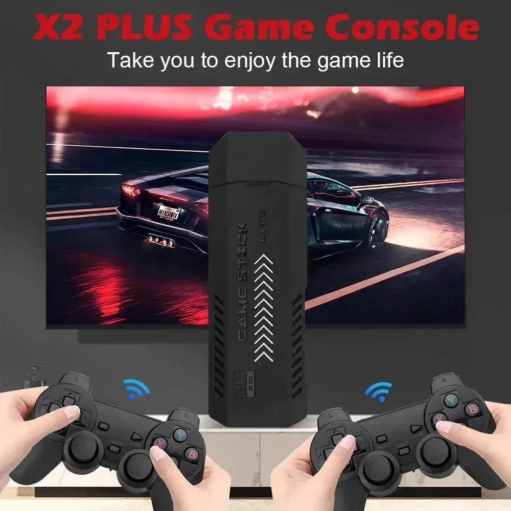 X2 Plus Game Stick 4K HD 2 4G Retro Video Game Console Wireless Controller TV Emulator PS1 N64 DC 256G Games