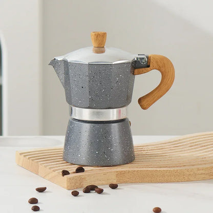 Electric Octagonal 3 Cup Black Coffee Maker Double Valve Moka Coffee Pot Espresso Aluminum Alloy Stainless Steel Moka Pot Set