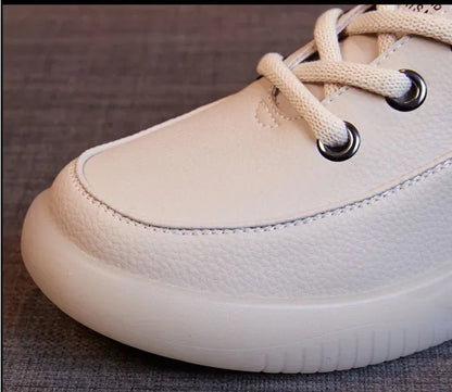 Koznoy 3.5cm Cow Genuine Leather Women Flats Fall Vulcanize Chunky Sneaker Loafer High Brand Platform Slippers Autumn Shoes