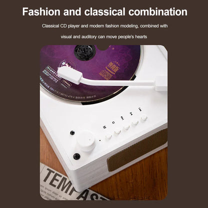 Retro CD Player Rechargeable Support CD BT USB 3.5mm AUX Portable CD Player Bluetooth-Compatible 5.0 Wireless Speaker Home Decor