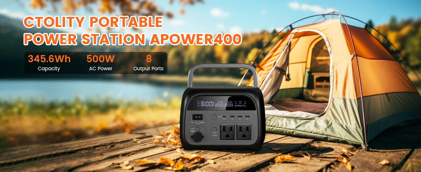 CTOLITY AXP200 AP400 Power Station 192Wh 345Wh Lifepo4 Battery for Camping Power Bank UPS Battery Backup USB TYPE-C LED Light