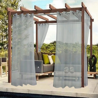1 Pcs Outdoor Waterproof Sheer Curtain Translucent Bedroom Indoor Blackout Curtain Porch Pergola Patio Pavilion Terrace Curtains