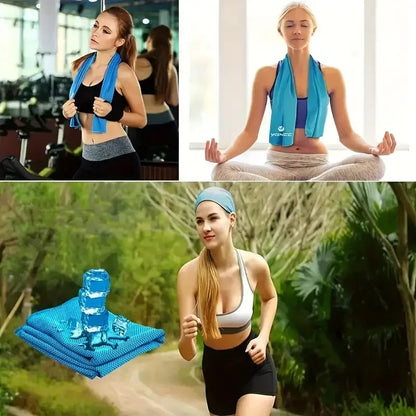 10PCS Portable Mini Silica Gel Set Cold Towel Polyester Fiber Outdoor Cooling Towel Fitness sports gym Run quick Dry Cool Towel