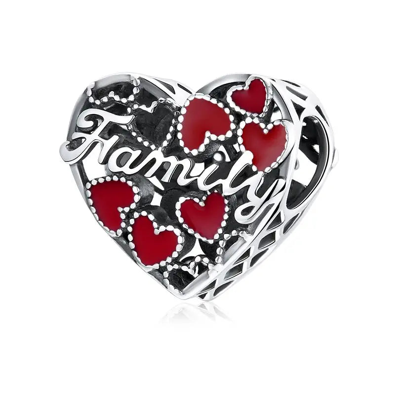 WOSTU Real 925 Sterling Silver Heart Pendents Gifts Charms Beads Fit Original DIY Bracelet Necklace Mother's Day Jewelry for Mom