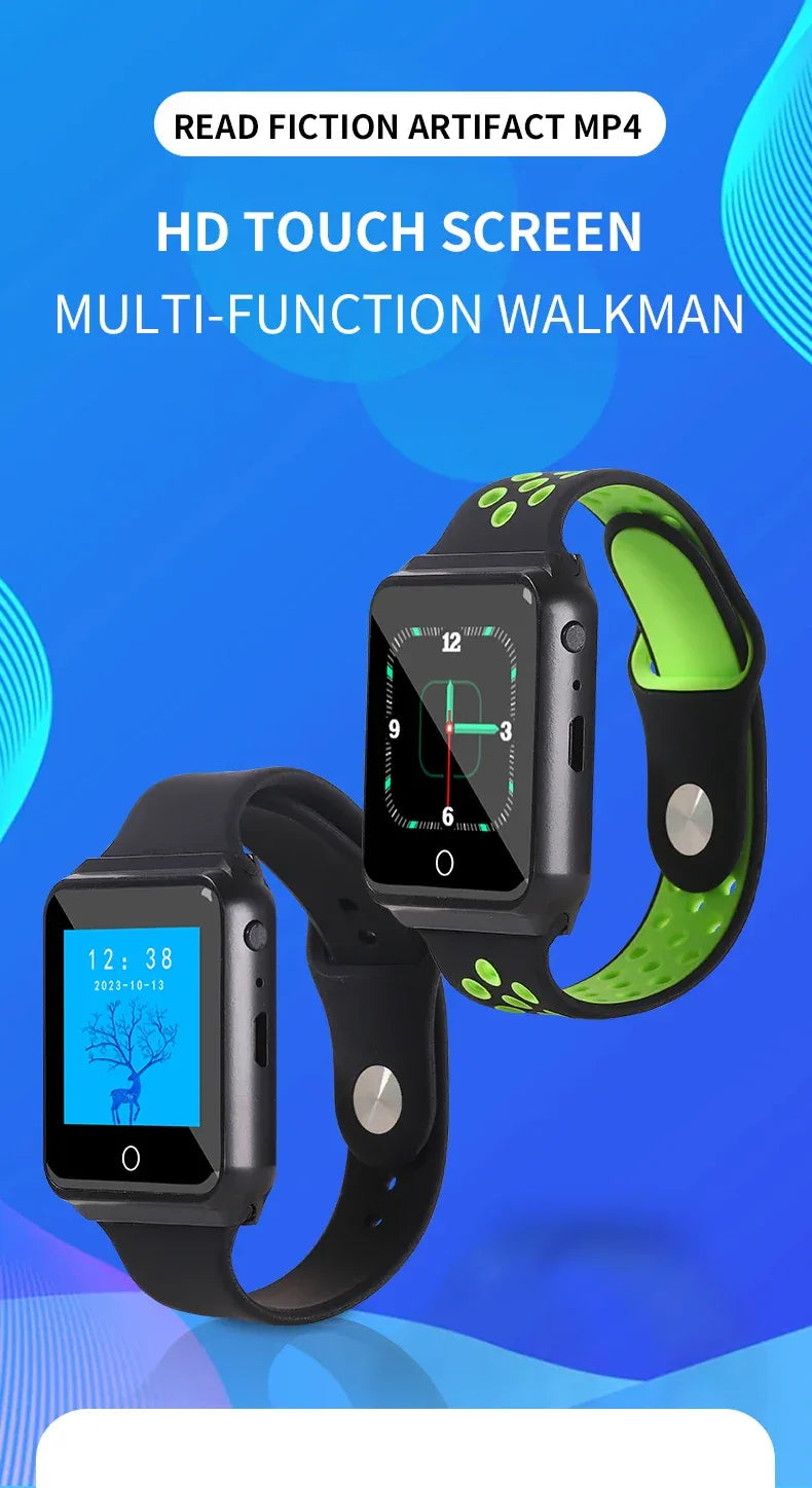 Metal Bluetooth watch MP3 music player HiFi audio quality Bluetooth 5.0 support TF card FM FM/e-book/pedometer wristband MP4