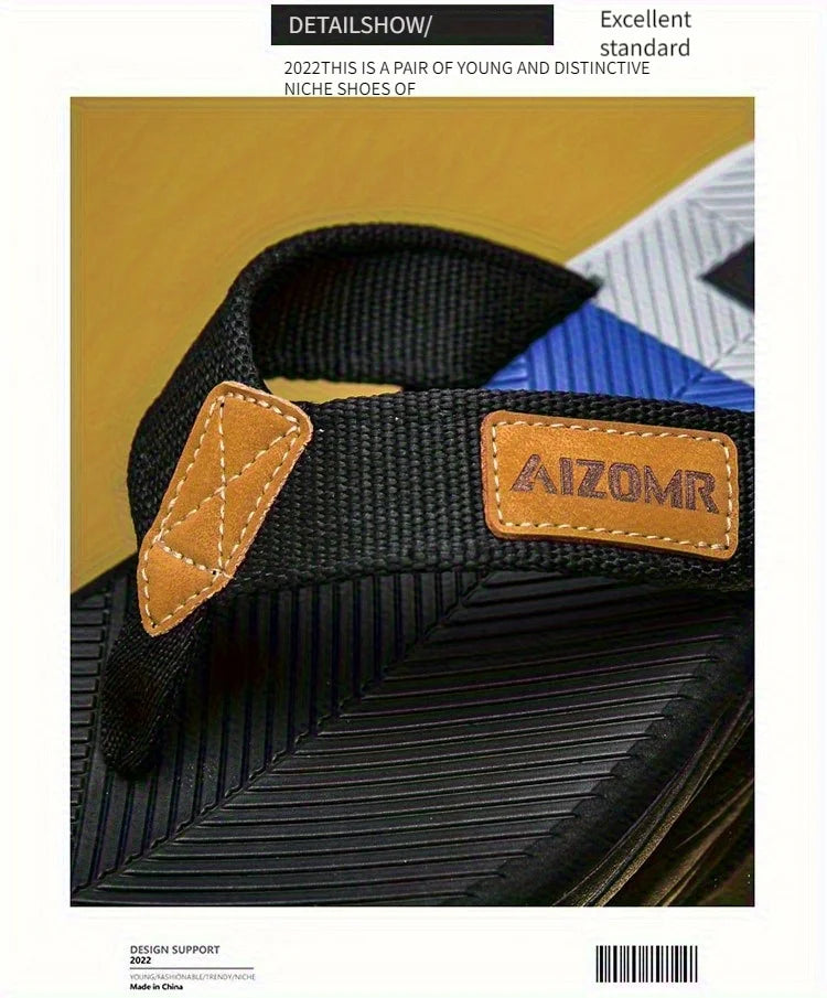 Men's Slippers, Summer Outer Wear Flip-Flops, Men's Non-Slip Flip-Flops, Deodorant Beach Sandals, Men's Style