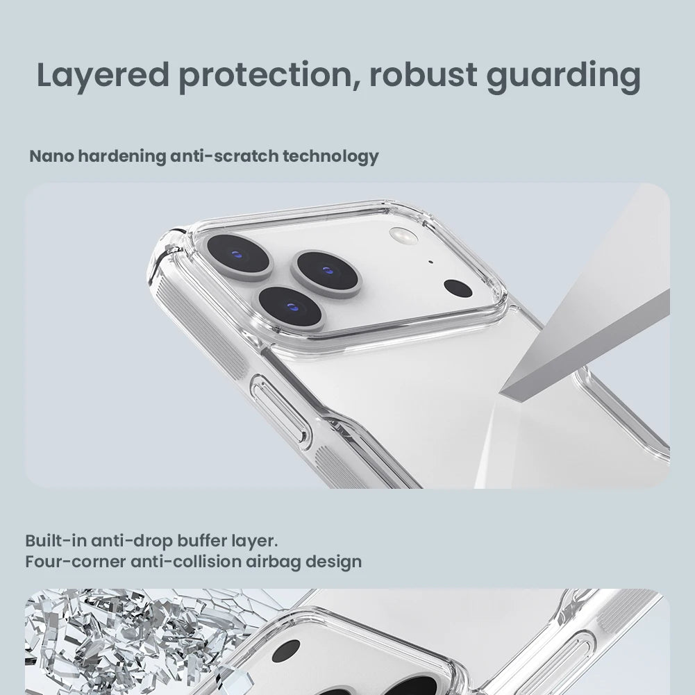 Nillkin for iPhone 17 Pro Max 16 Pro Max 15 Pro  14 13 iPhone series TPU+PC Silicone Soft Transparent Phone Back Cover