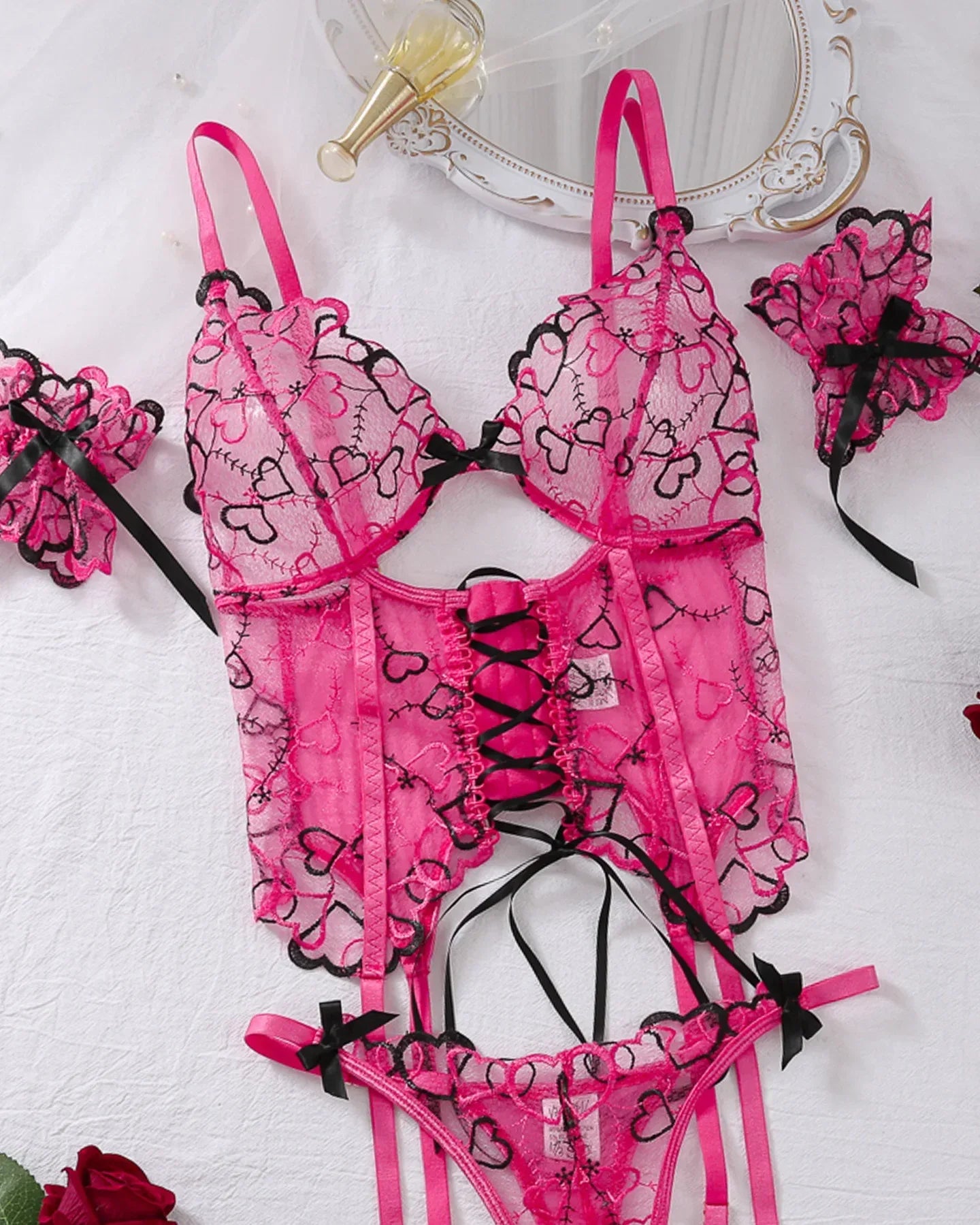 Diccvicc Women Underwear Lace Up Corset Tops Panty Set Onlyfans Darling Lingerie Sexy Intimates Romantic Outfits Female Clothes