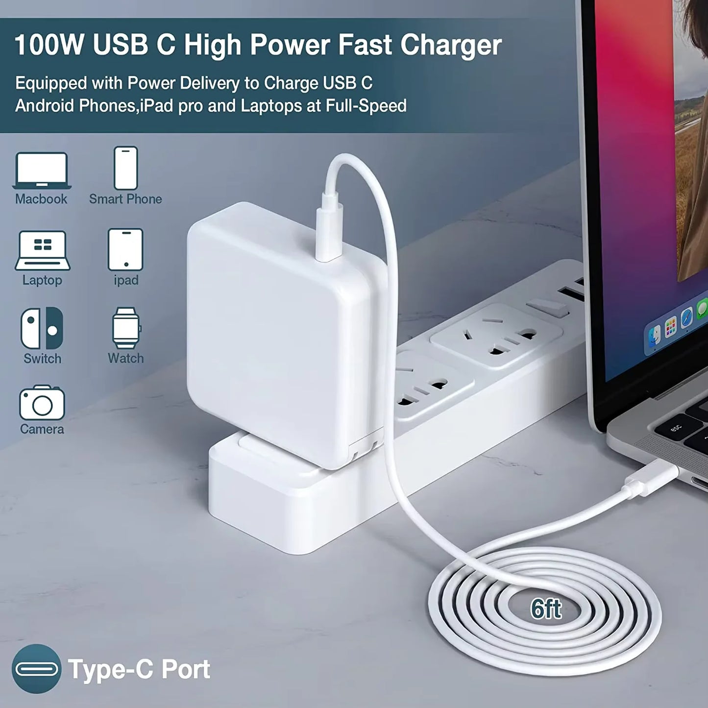 45W Mag2 T Power Adapter – Magsaf*2 T Magnetic Charger for MacBook Air/Pro (A1466)