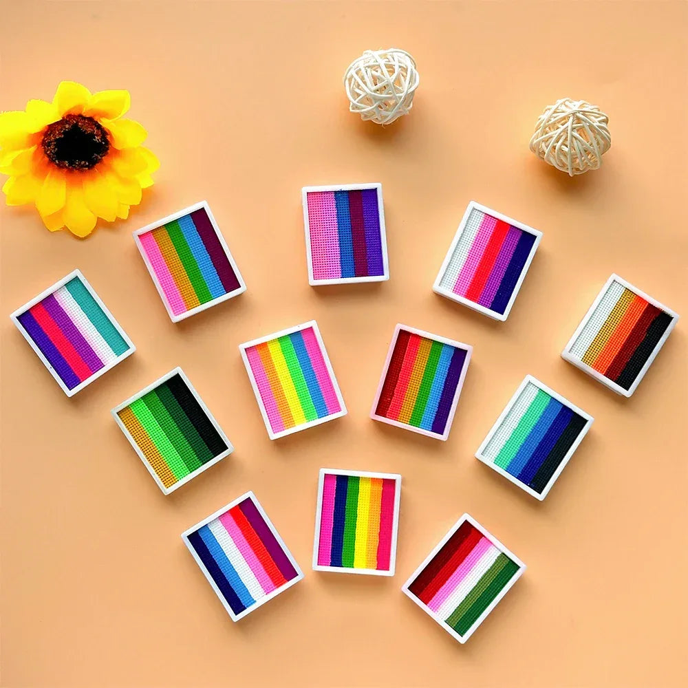 12 Grids Face Body Paint Palette Makeup,Rainbow Split Cake Palette,Water-based Non-Toxic Face Paint For Halloween Festivel Party