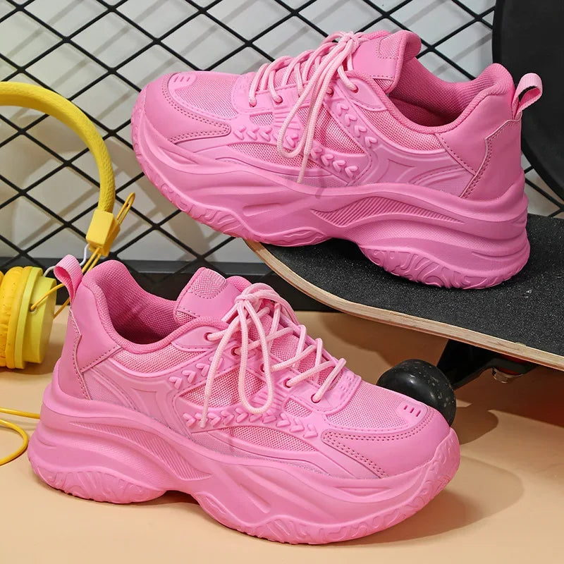 Bling Sports Shoes Women Platform Thick Sole Running Shoes Woman Sneakers Glitter Lightweight Casual Sparkling Women Shoes Pink