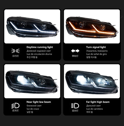 Headlight For VW Golf 6 MK6 2009-2013 Car автомобильные товары LED DRL Hella 5 Xenon Lens Hid H7 Golf6 Car Accessories