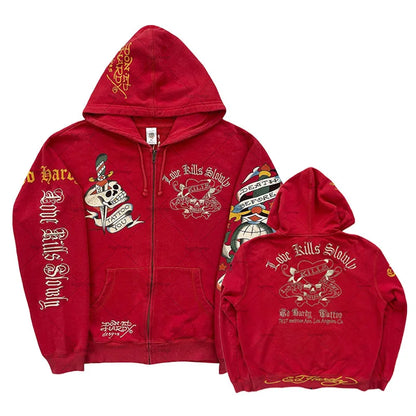 American Gothic Ro Skull Bones Oversized Hoodie Y2K Hip Hop Sle Streetwear No Brand Svel Other Material 00%