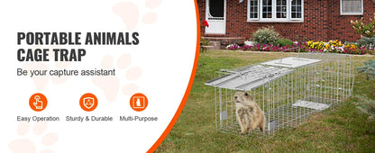 SucceBuy Live Animal Cage Trap Humane Cat Rodent Control Folding with Handle for Stray Cat Rabbits Squirrels Raccoons Groundhogs