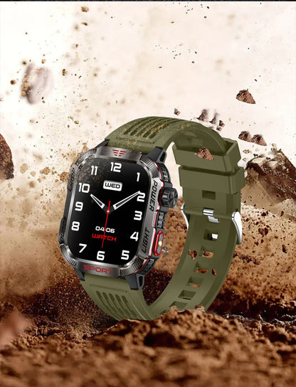 2026 New LED flashlight Military Smart Watch Men IP68 GPS Outdoor Sports Fitness Tracker Health Monitor 2.01" BT Call Smartwatch