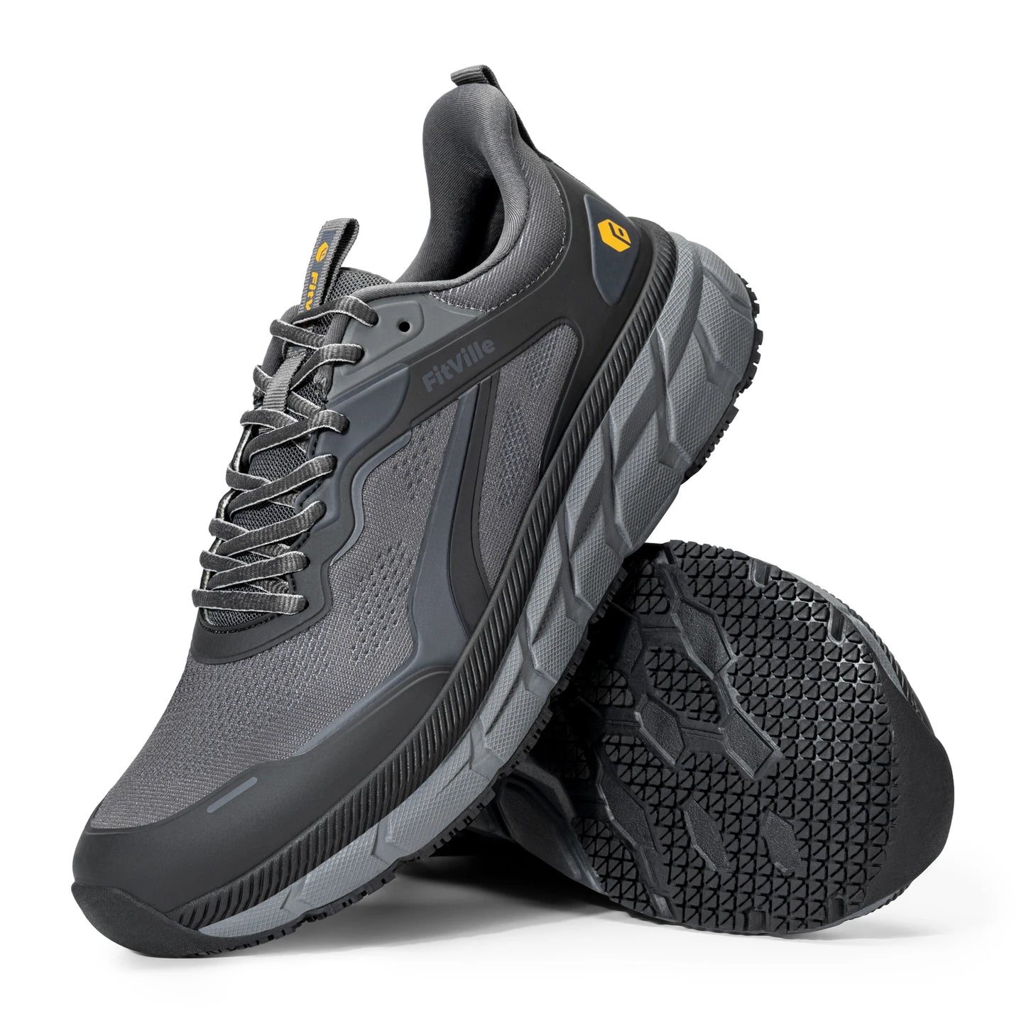 FitVille Men's Wide Toe Box Shoes Cushioned Well Sneakers Non Slip Lightweight Breathable Running Shoes for Swollen Feet