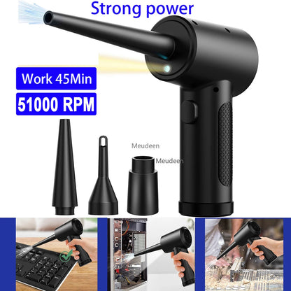 Protable Air Duster for Computer Cleaning 51000RPM Cordless Compressed Air Blower with LED Light for PC computers Keyboard Clean
